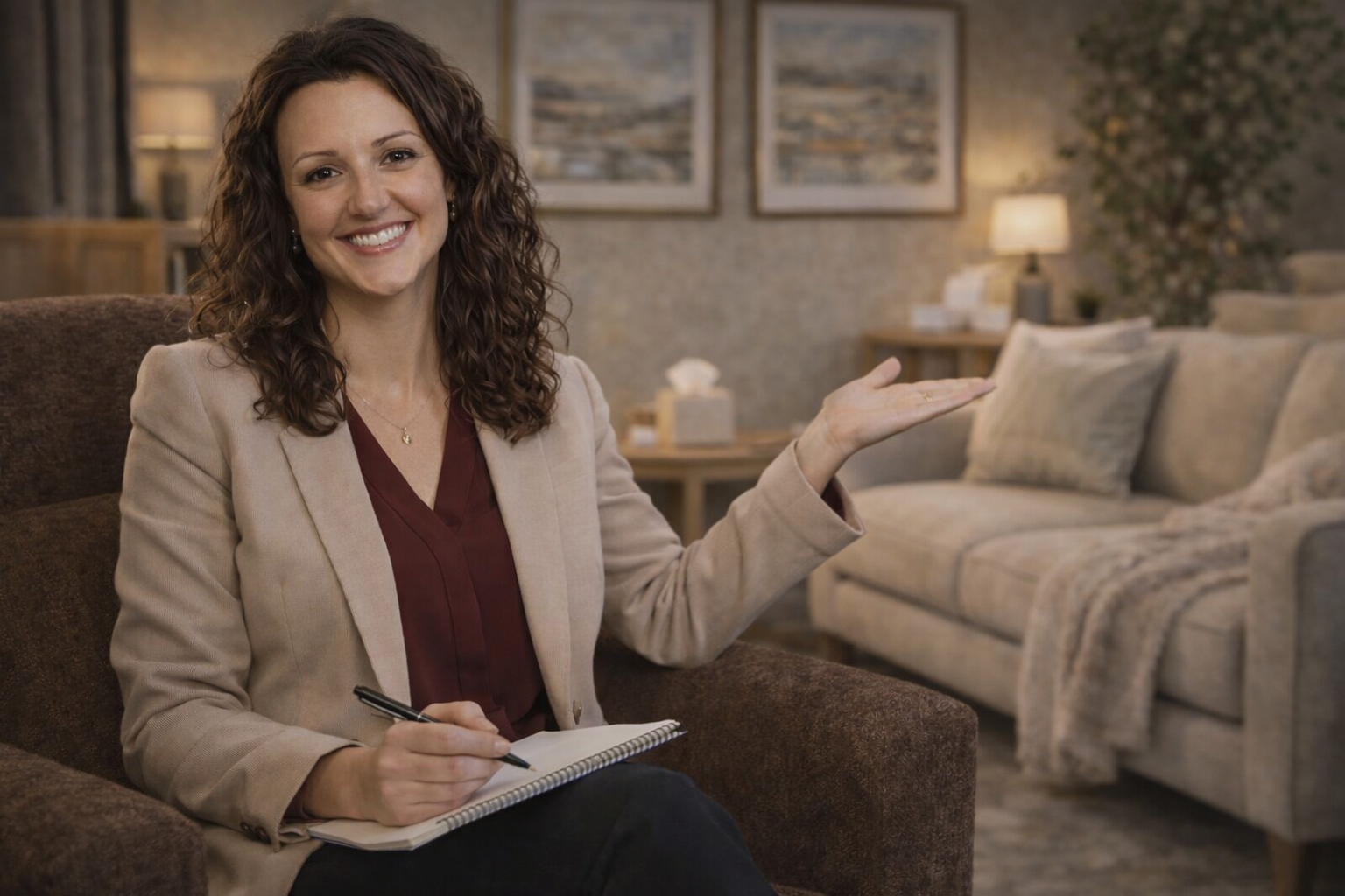 Warm calming office space at The Peaceful Place